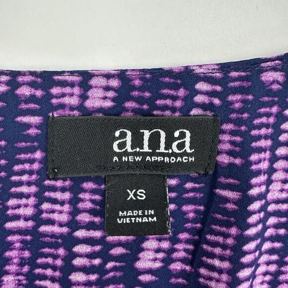 A.N.A A New Approach Purple Tie Dye Cold Shoulder Sllit Sleeves Chiffon Sz XS - Picture 6 of 13